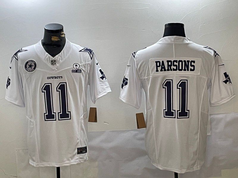 Men Dallas Cowboys #11 Parsons White five generations 2024 Nike Vapor Limited NFL Jersey style 1